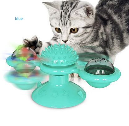 Cat Rotating Windmill Multi-Function Toys Itch Scratching Device Teeth Shining Toy - X2-Shopping