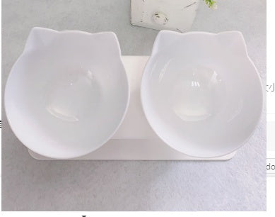 Non Slip Double Cat Bowl With Raised Stand Pet Food Cat Feeder Protect Cervical Vertebra Dog Bowl Transparent Pet Products - X2-Shopping
