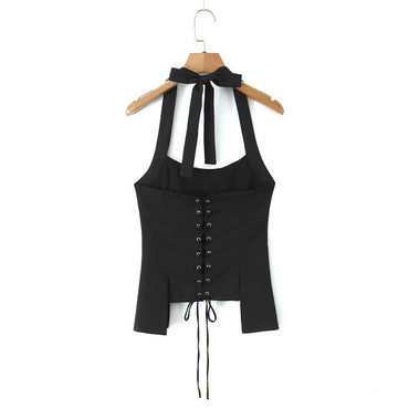 Sweet Halter Chic Back Lace-up Vest Sexy