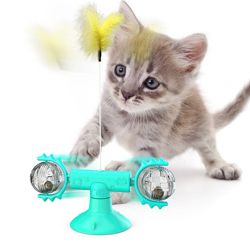 Cat Rotating Windmill Multi-Function Toys Itch Scratching Device Teeth Shining Toy - X2-Shopping