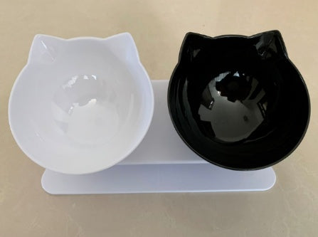 New Inclined Food Cat Ear Oblique Mouth Transparent Single Pet Bowl - X2-Shopping