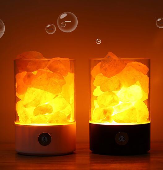 مصباح LED بملح الهيمالايا الكريستالي USB
