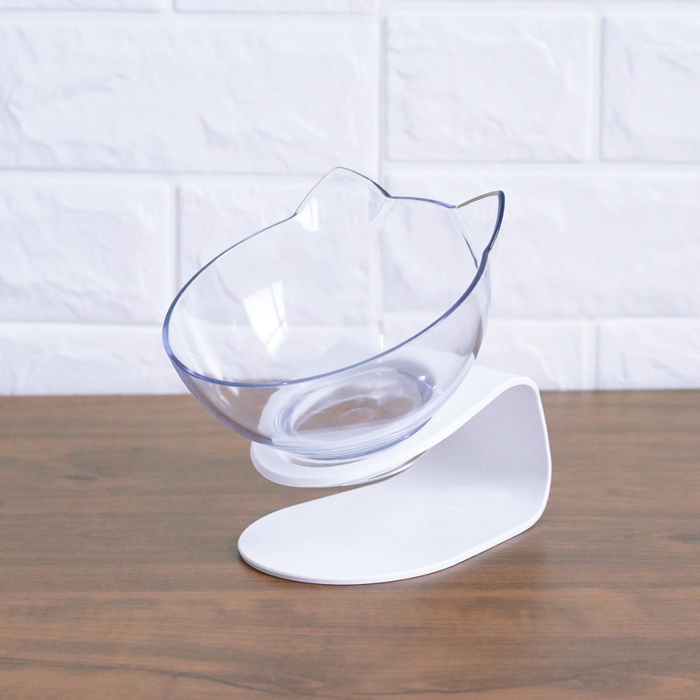 New Inclined Food Cat Ear Oblique Mouth Transparent Single Pet Bowl - X2-Shopping