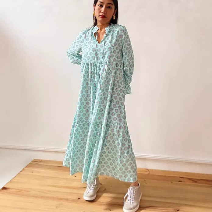 Women's Fashion Stereo Printed Mid Waist Dress