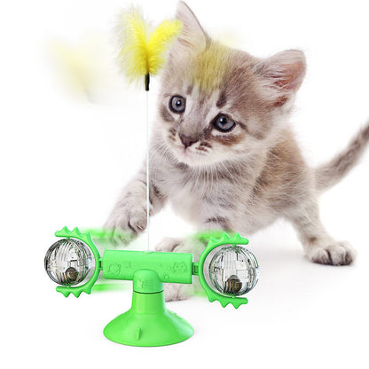 Cat Rotating Windmill Multi-Function Toys Itch Scratching Device Teeth Shining Toy - X2-Shopping