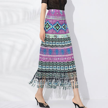 Summer New Pleated Print Skirt For Women