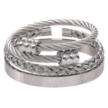 Titanium Steel Bracelet Suit Punk Creative Personality Roman