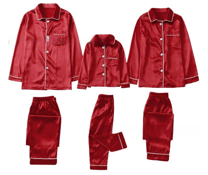 Children's Long-sleeved Parent-child Ice Silk Pajamas Suit - X2-Shopping