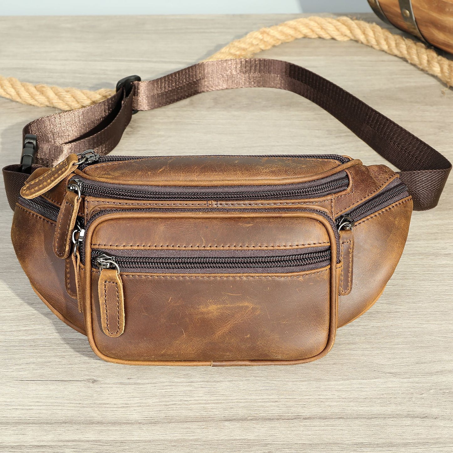 Retro Casual Herren Leder Gürteltasche
