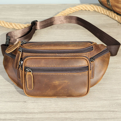 Retro Casual Herren Leder Gürteltasche
