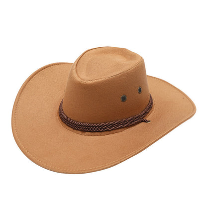 Cowboy Hat Men's Double-sided Suede Sun Hat With Wide Brim