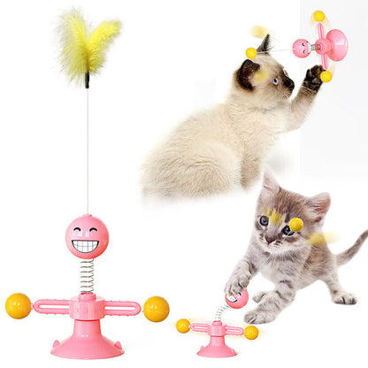 Cat Rotating Windmill Multi-Function Toys Itch Scratching Device Teeth Shining Toy - X2-Shopping