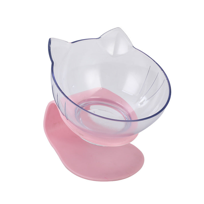 New Inclined Food Cat Ear Oblique Mouth Transparent Single Pet Bowl - X2-Shopping