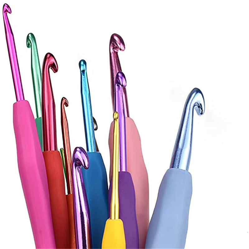 Crochet Knitting Tool Set 12 Color Head TPR Soft Handle Crochets