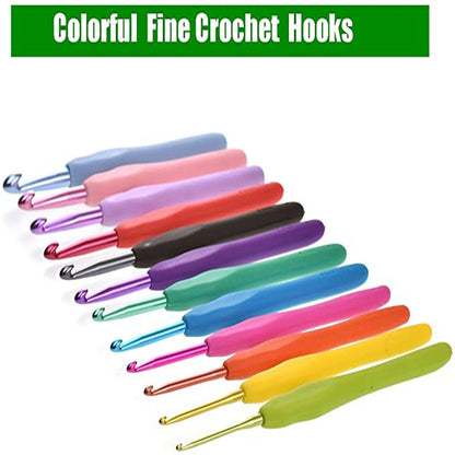 Crochet Knitting Tool Set 12 Color Head TPR Soft Handle Crochets