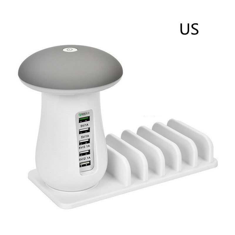 مصباح فطر متعدد الوظائف 2 في 1 حامل مصباح LED وشاحن USB ولوازم المكتب المنزلي