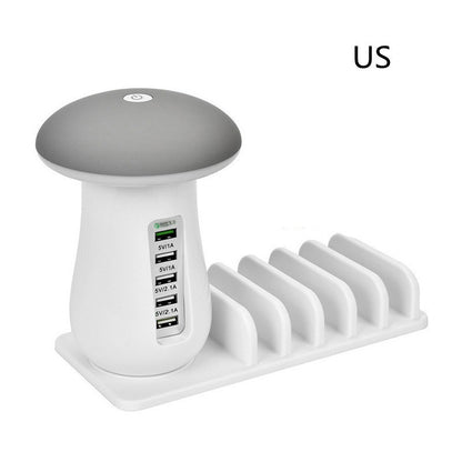 مصباح فطر متعدد الوظائف 2 في 1 حامل مصباح LED وشاحن USB ولوازم المكتب المنزلي