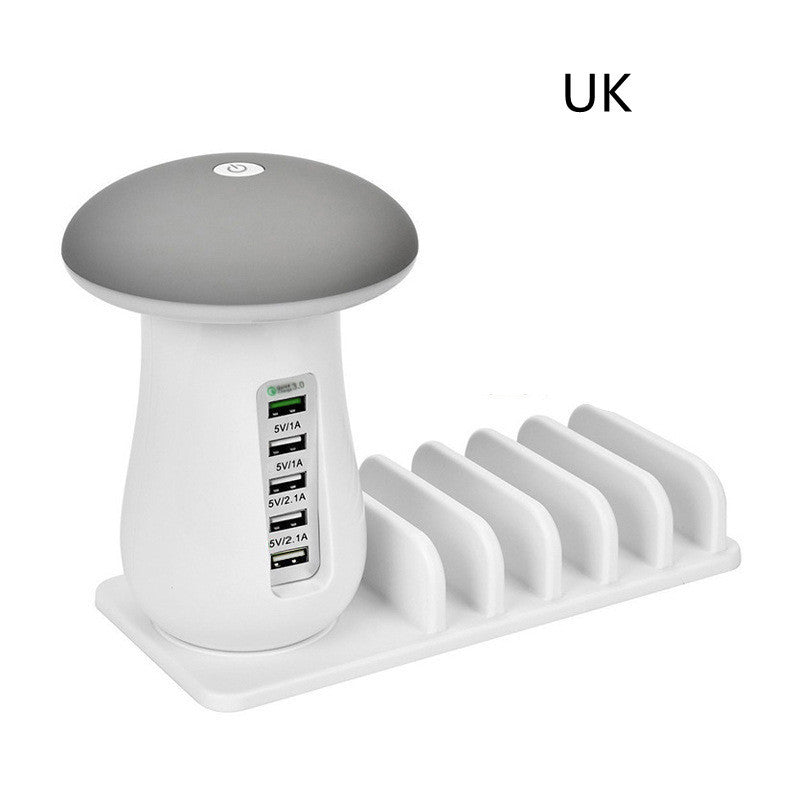 مصباح فطر متعدد الوظائف 2 في 1 حامل مصباح LED وشاحن USB ولوازم المكتب المنزلي