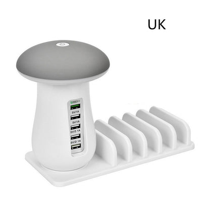 مصباح فطر متعدد الوظائف 2 في 1 حامل مصباح LED وشاحن USB ولوازم المكتب المنزلي