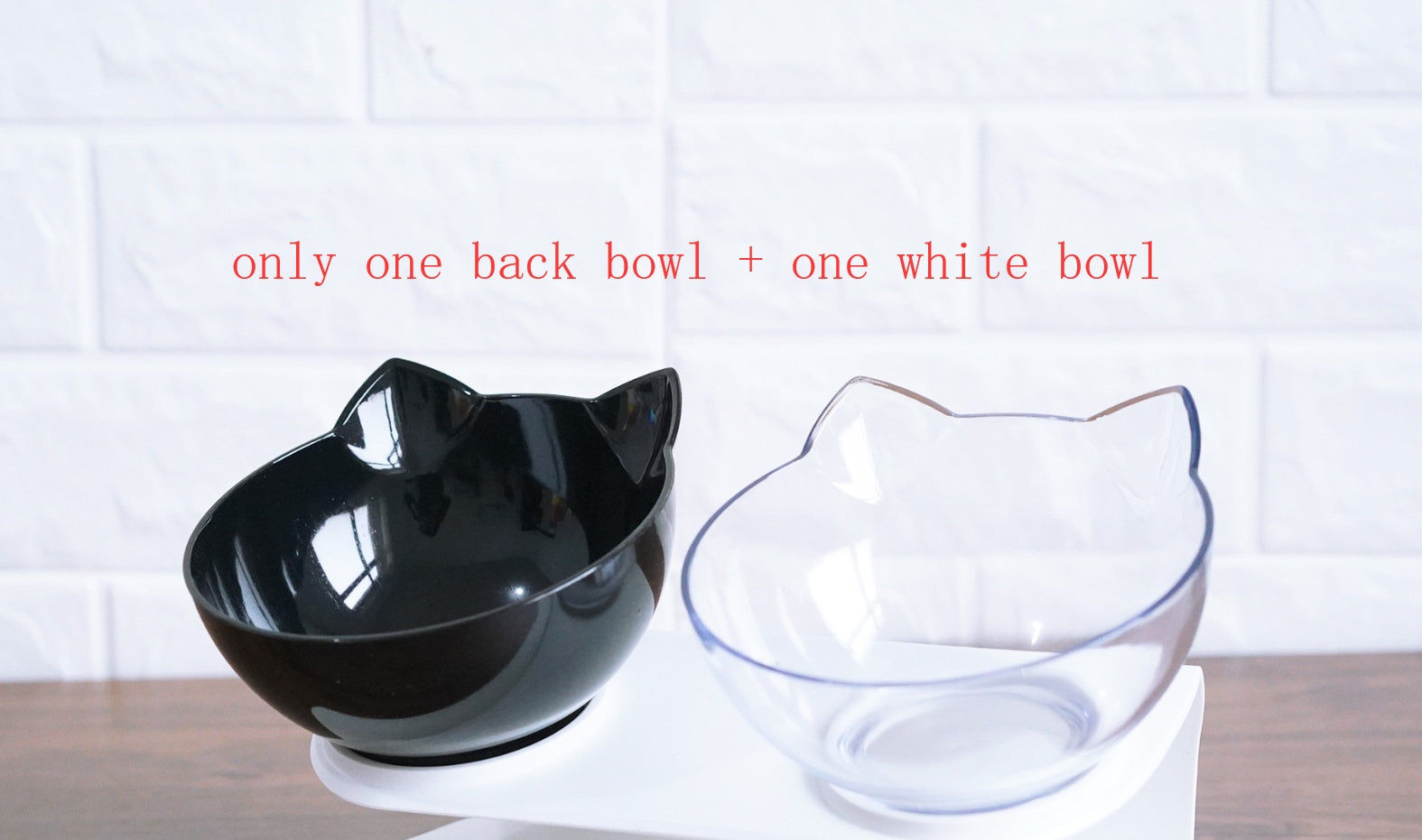 New Inclined Food Cat Ear Oblique Mouth Transparent Single Pet Bowl - X2-Shopping