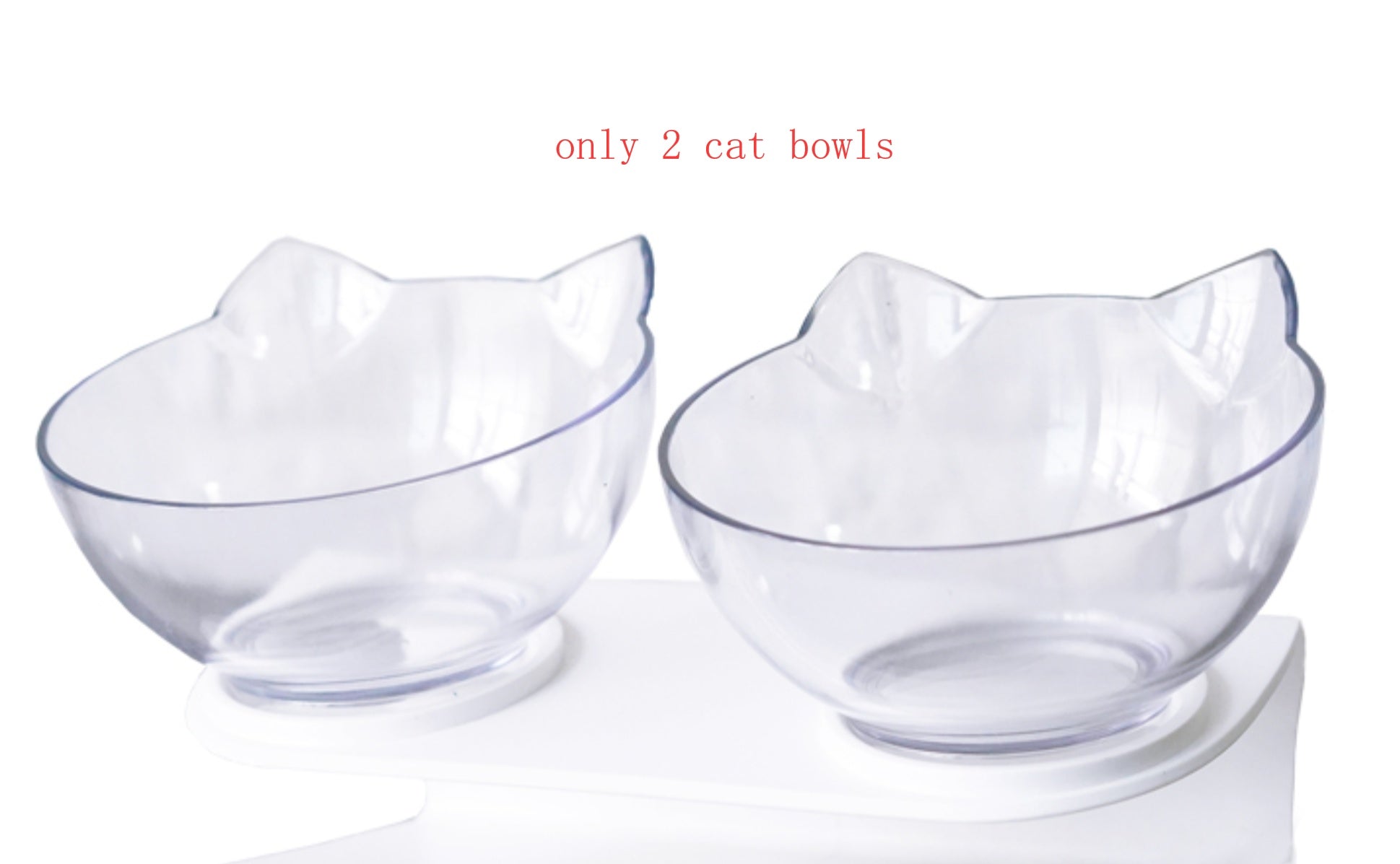 New Inclined Food Cat Ear Oblique Mouth Transparent Single Pet Bowl - X2-Shopping