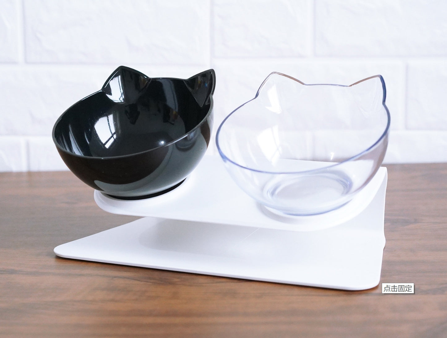 New Inclined Food Cat Ear Oblique Mouth Transparent Single Pet Bowl - X2-Shopping