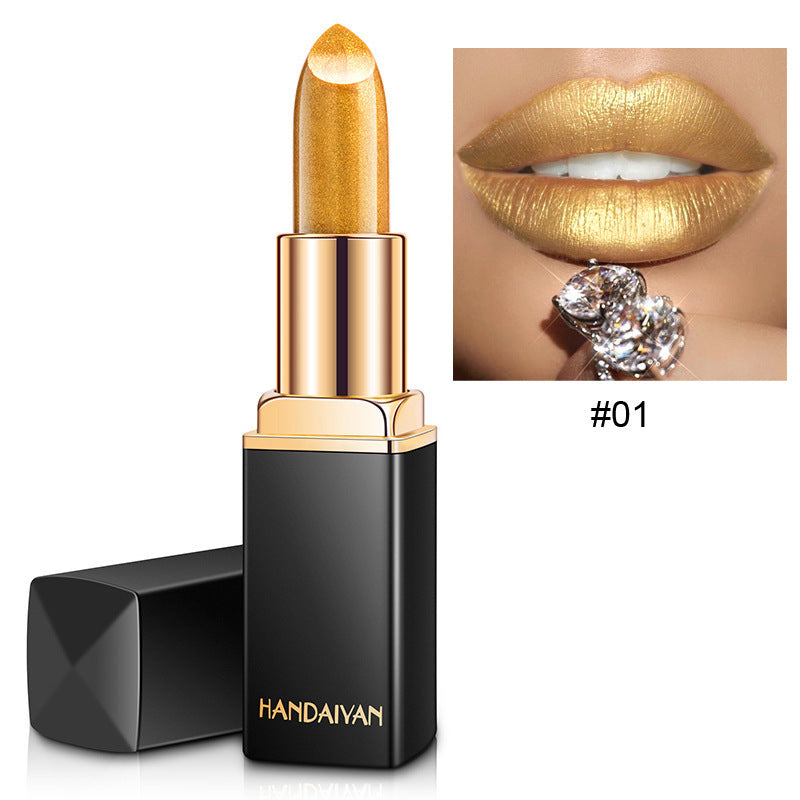 Glänzender metallischer Lippenstift Perlglanz-Farbtemperaturänderungs-Lippenstift Vergoldeter Lippenstift