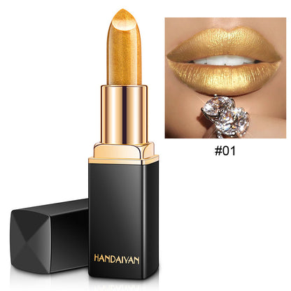 Glänzender metallischer Lippenstift Perlglanz-Farbtemperaturänderungs-Lippenstift Vergoldeter Lippenstift