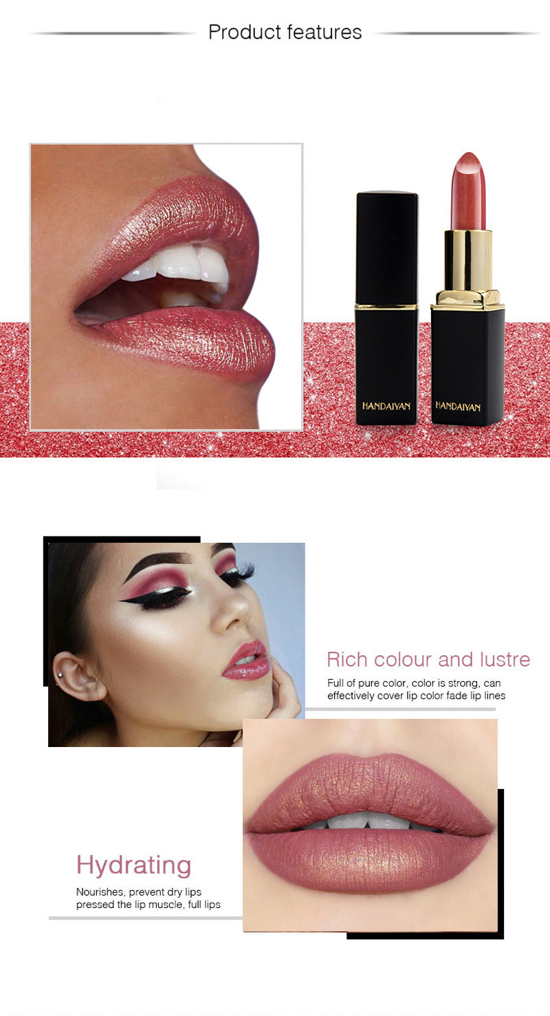 Glänzender metallischer Lippenstift Perlglanz-Farbtemperaturänderungs-Lippenstift Vergoldeter Lippenstift