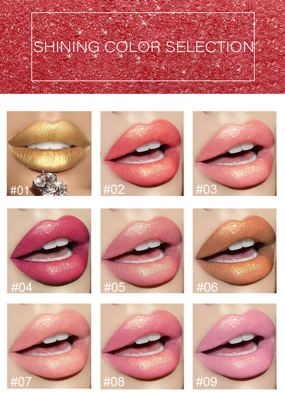 Glänzender metallischer Lippenstift Perlglanz-Farbtemperaturänderungs-Lippenstift Vergoldeter Lippenstift