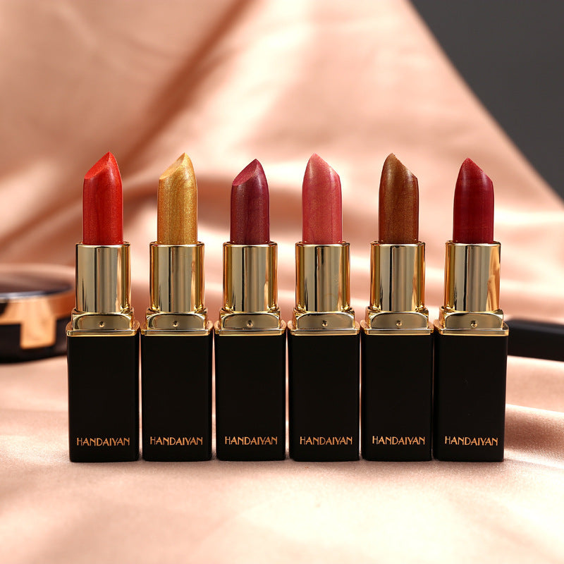 Glänzender metallischer Lippenstift Perlglanz-Farbtemperaturänderungs-Lippenstift Vergoldeter Lippenstift