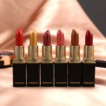 Glänzender metallischer Lippenstift Perlglanz-Farbtemperaturänderungs-Lippenstift Vergoldeter Lippenstift