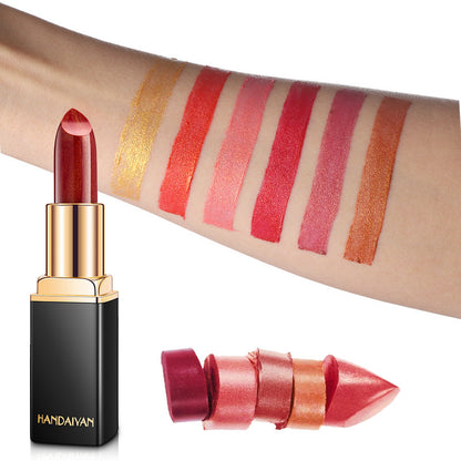 Glänzender metallischer Lippenstift Perlglanz-Farbtemperaturänderungs-Lippenstift Vergoldeter Lippenstift