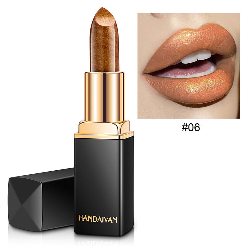 Glänzender metallischer Lippenstift Perlglanz-Farbtemperaturänderungs-Lippenstift Vergoldeter Lippenstift