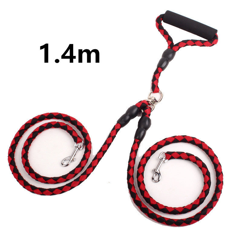 Double-Ended Traction Rope For Walking The Dog Hand-Double-Ended Traction Rope One Plus Two Leash Collar Pet Supplies Dog Collar - X2-Shopping