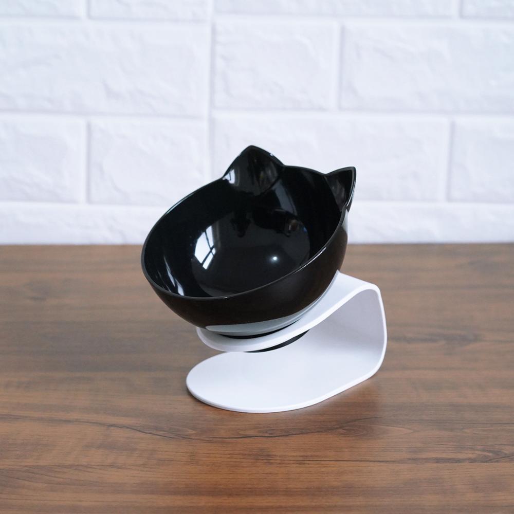 New Inclined Food Cat Ear Oblique Mouth Transparent Single Pet Bowl - X2-Shopping