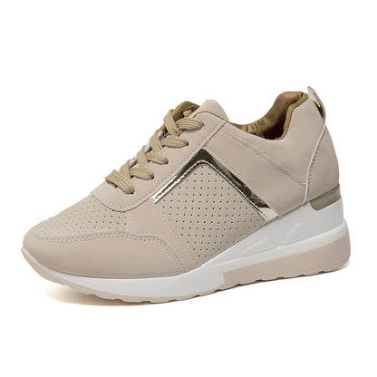 Sneakers Plateau Keilabsatz Freizeitschuhe Schnür-Mesh-Sneakers