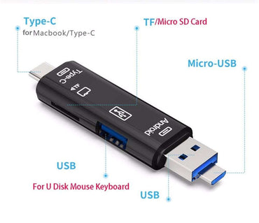 Typ-C-Micro-USB-auf-OTG-Hub-Adapter mit TF-Kartenleser
