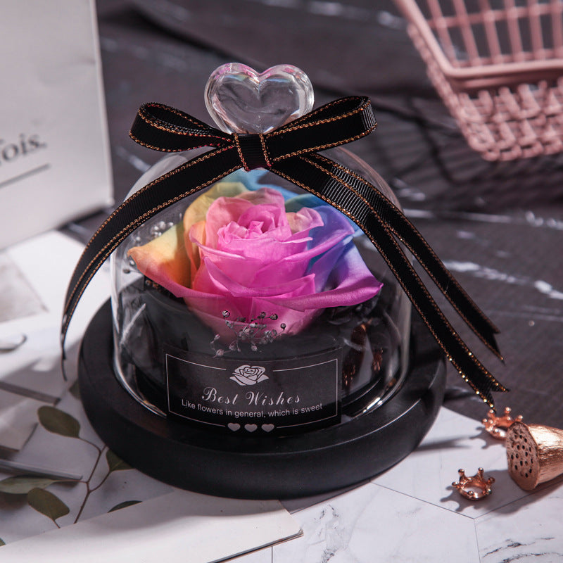 Getrocknete Blumen für Zuhause, Valentinstag, Weihnachten, Hochzeitsgeschenke, getrocknete Blumen, ewige echte Rose, Heimdekoration mit LED im Glas