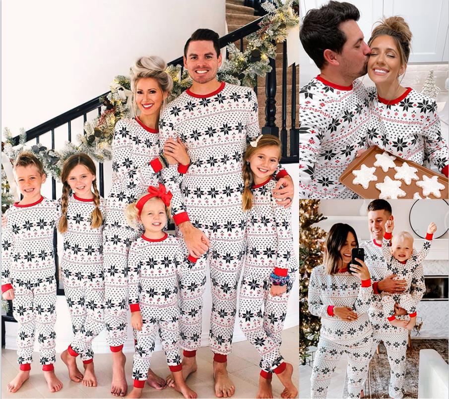 Polyester Black And White Contrast Color Christmas New Parent-Child Women's Casual Suit - X2-Shopping