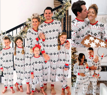 Polyester Black And White Contrast Color Christmas New Parent-Child Women's Casual Suit - X2-Shopping