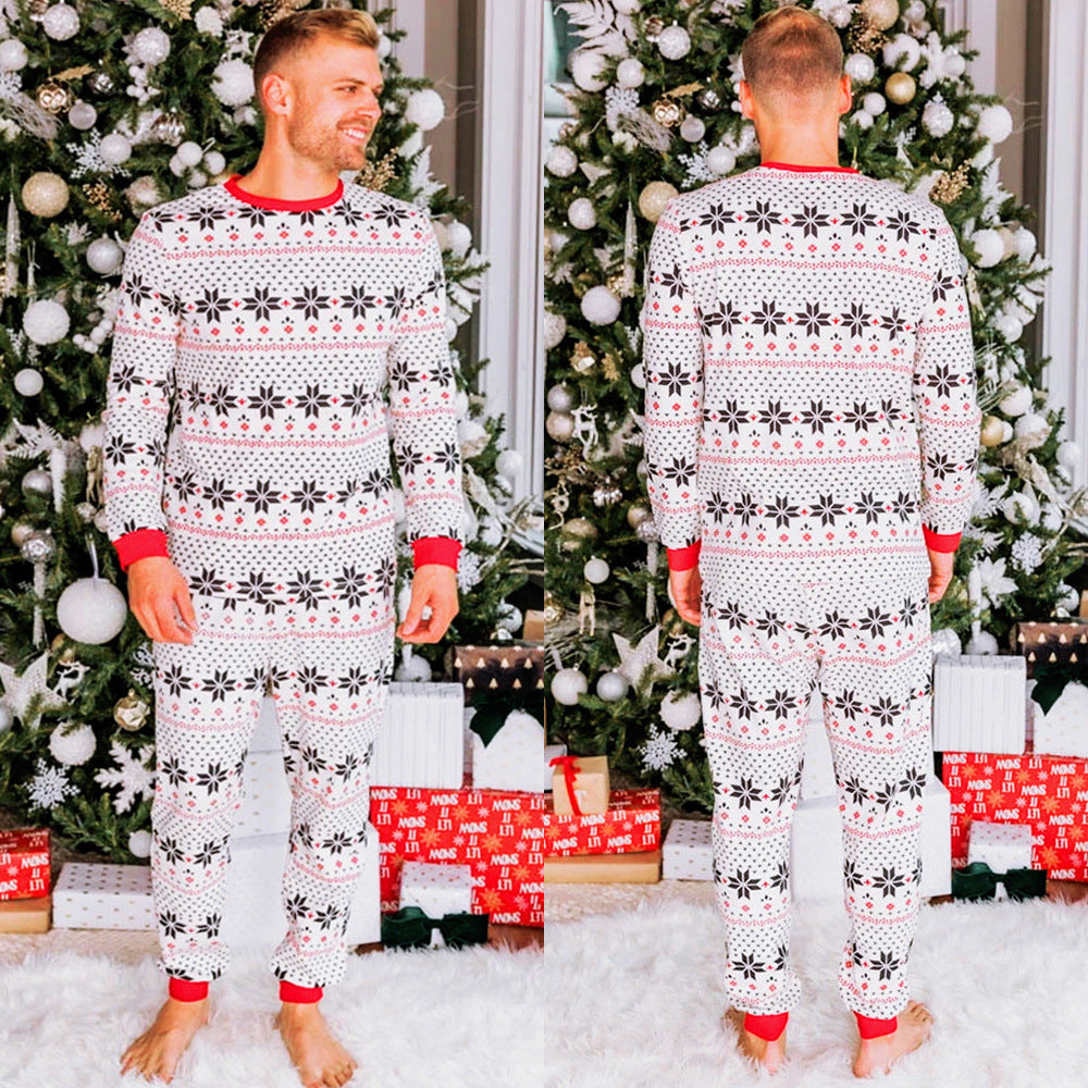 Polyester Black And White Contrast Color Christmas New Parent-Child Women's Casual Suit - X2-Shopping