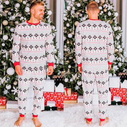 Polyester Black And White Contrast Color Christmas New Parent-Child Women's Casual Suit - X2-Shopping