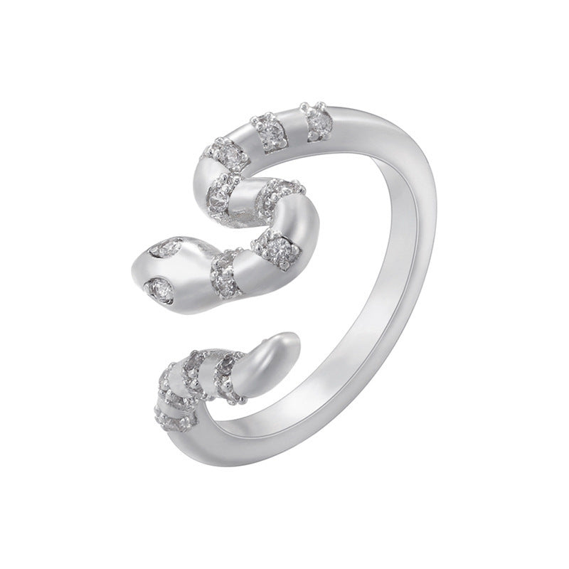 Micro Inlay Colorful Crystals Snake Ring