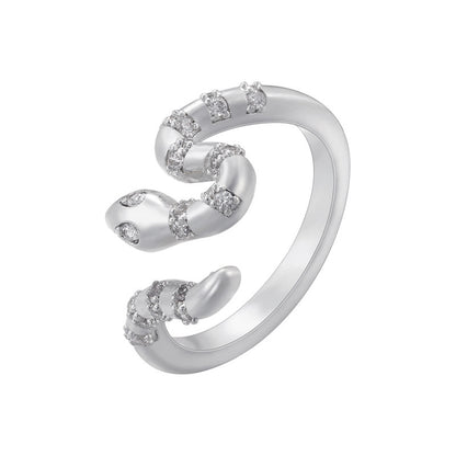 Micro Inlay Colorful Crystals Snake Ring