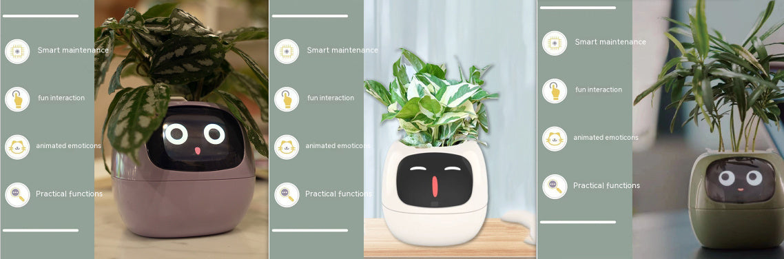 Smart Planter – Endloser Spaß – Über 49 ausdrucksstarke Ausdrücke – 7 intelligente Sensoren und KI-Chips machen das Pflanzenaufziehen einfach und unterhaltsam