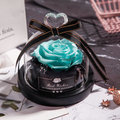 Getrocknete Blumen für Zuhause, Valentinstag, Weihnachten, Hochzeitsgeschenke, getrocknete Blumen, ewige echte Rose, Heimdekoration mit LED im Glas