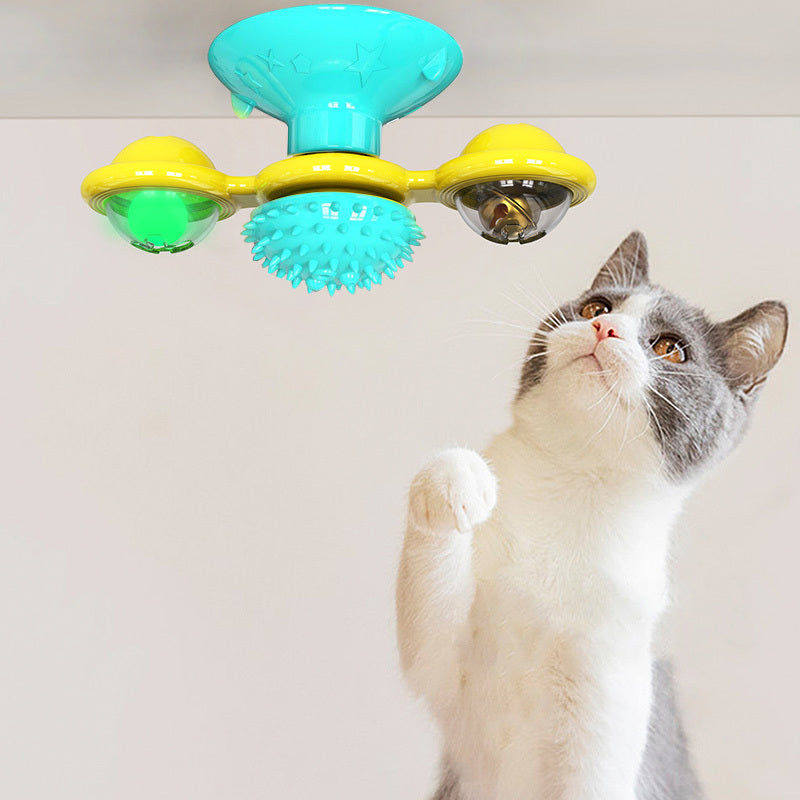 Cat Rotating Windmill Multi-Function Toys Itch Scratching Device Teeth Shining Toy - X2-Shopping