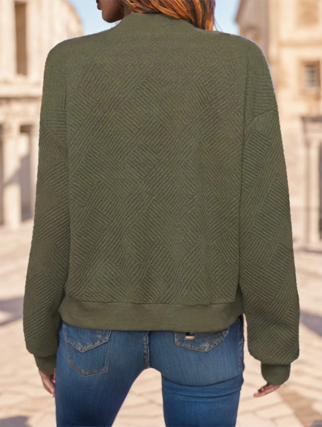 Women's Casual Solid Green Zip-Up Jacket - X2-Shopping