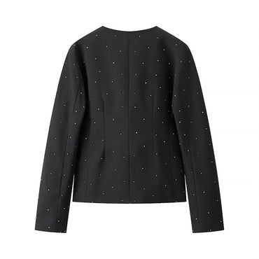 Stylish Simple And Versatile Loose V-neck Diamond Jacket - X2-Shopping